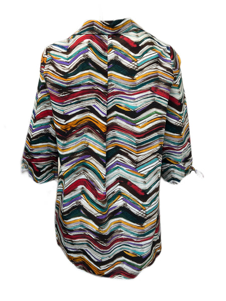 Marina Rinaldi Women's Multicolored Fiordo Long Sleeve Cotton Top