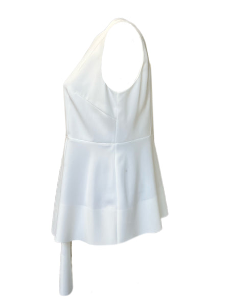 MARINA RINALDI Women's White Fioretto Belted Peplum Blouse $1030 NWT