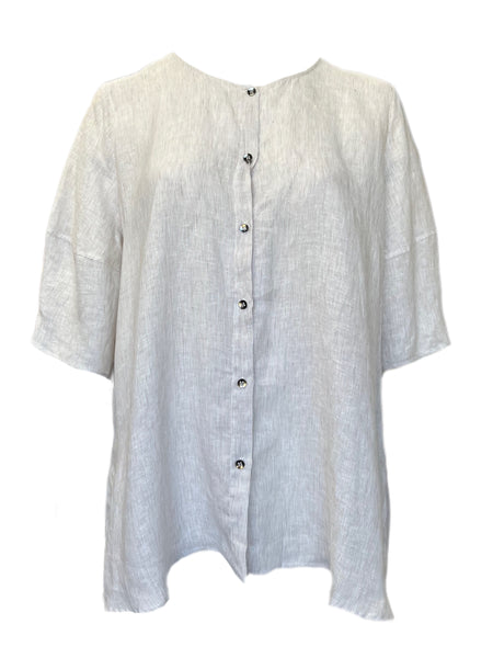 Marina Rinaldi Women's Ivory Fiorile Button Down Shirt NWT