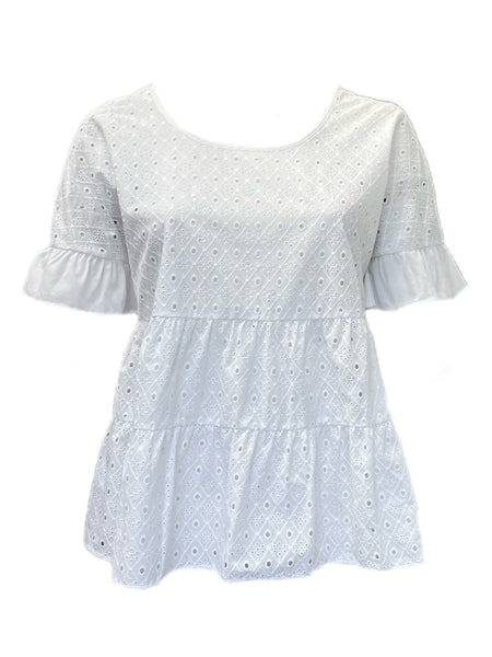 Marina Rinaldi Women's White Fiorire Embroidered Blouse Size 10W/19 NWT