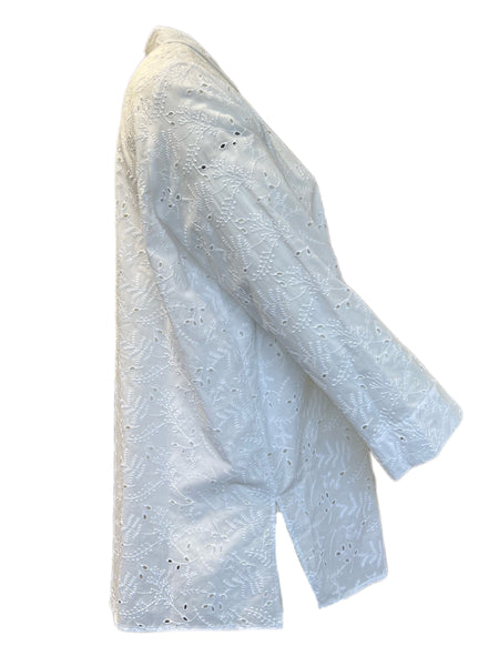 Marina Rinaldi Women's White Fiorre Embroidered Cotton Shirt Size 20W/29