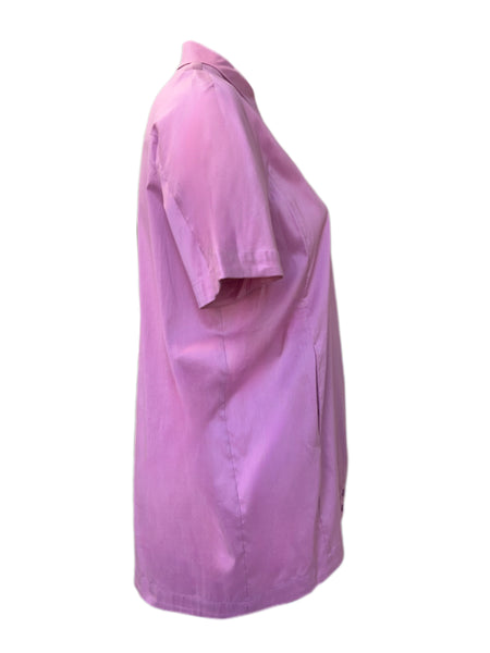 MARINA RINALDI Women's Pink Fiorire Collared Button Up Blouse $405 NWT