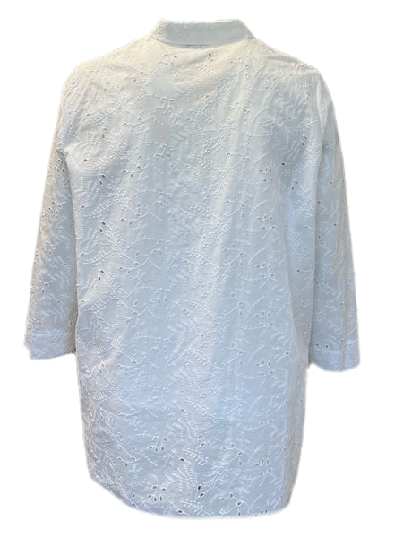 Marina Rinaldi Women's White Fiorre Embroidered Cotton Shirt Size 20W/29