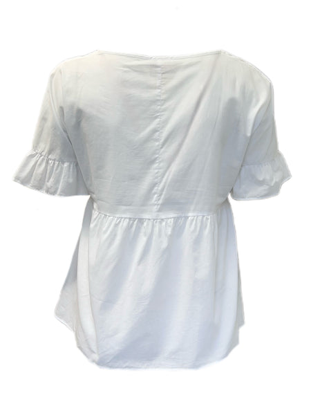 Marina Rinaldi Women's White Fiorire Embroidered Blouse Size 10W/19 NWT
