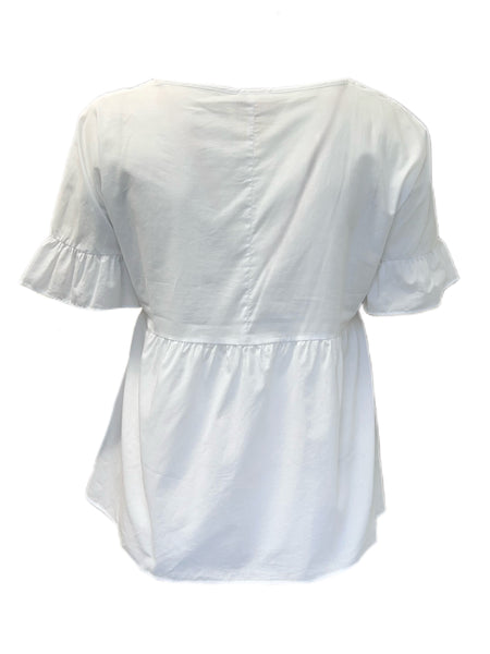 Marina Rinaldi Women's White Fiorire Embroidered Blouse Size 10W/19 NWT