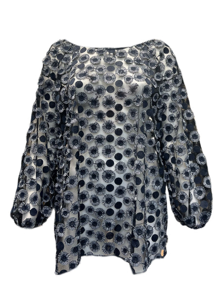 Marina Rinaldi Women's Blue Firenze 3/4 Sleeves Sheer Blouse Size 20W/29 NWT