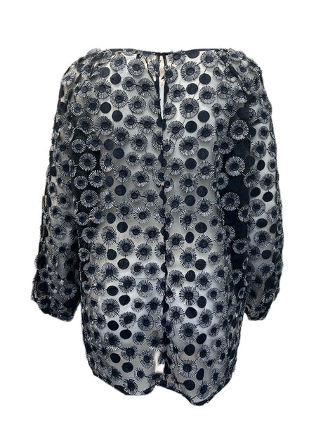 Marina Rinaldi Women's Blue Firenze 3/4 Sleeves Sheer Blouse Size 20W/29 NWT