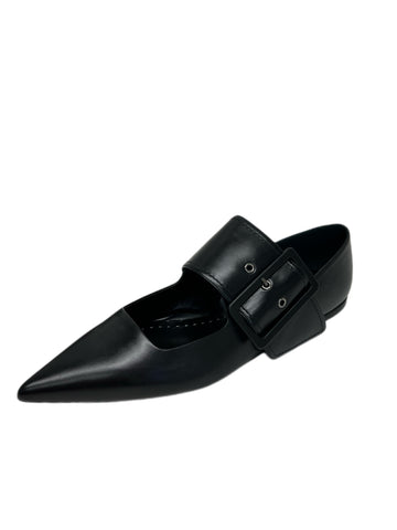 Max Mara Women's Black Firin Leather Flat Loafers Size 12 NWT