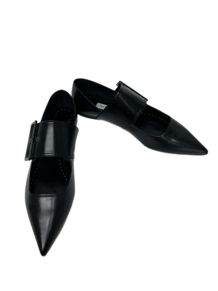 Max Mara Women's Black Firin Leather Flat Loafers Size 12 NWT