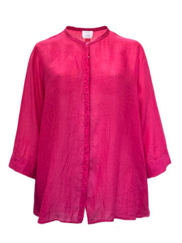 Marina Rinaldi Women's Pink Fiume Button Down Ramie Shirt Size 22W/31