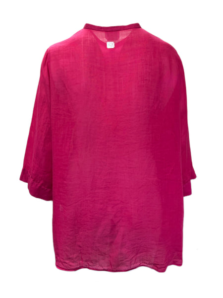 Marina Rinaldi Women's Pink Fiume Button Down Ramie Shirt Size 22W/31