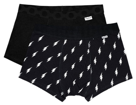 HAPPY SOCKS Men's Black 2-Pack Flash Soft Cotton Breathable Trunks Medium NWT