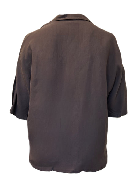 Marina Rinaldi Women's Dark Brown Flavia Button Down Shirt NWT