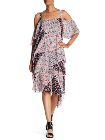 REBECCA MINKOFF Women's Tricolor Floral Print Fleur Dress $288 NWT