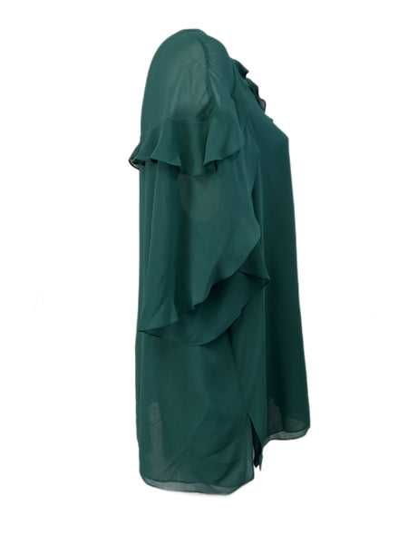 Marina Rinaldi Women's Green Flora Ruffle Front Butterfly Sleeve Top Size 22W/31
