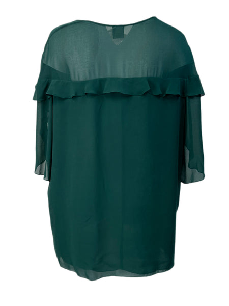 Marina Rinaldi Women's Green Flora Ruffle Front Butterfly Sleeve Top Size 22W/31
