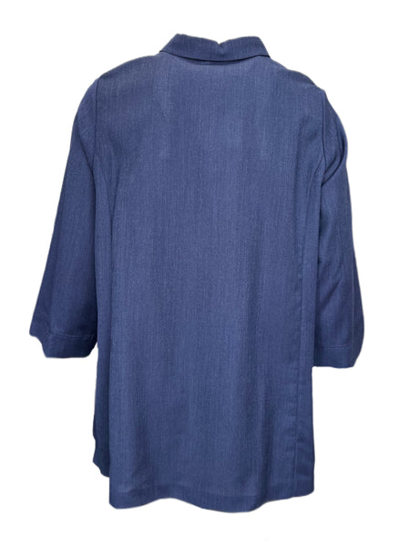 Marina Rinaldi Women's Blue Flora Button Closure Jacket NWT