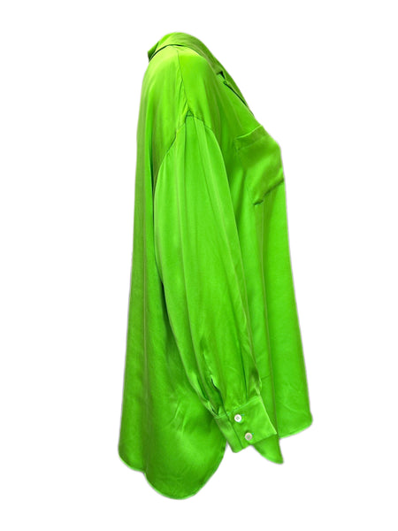 Marina Rinaldi Women's Green Floreale Button Down Silk Shirt Size 20W/29 NWT