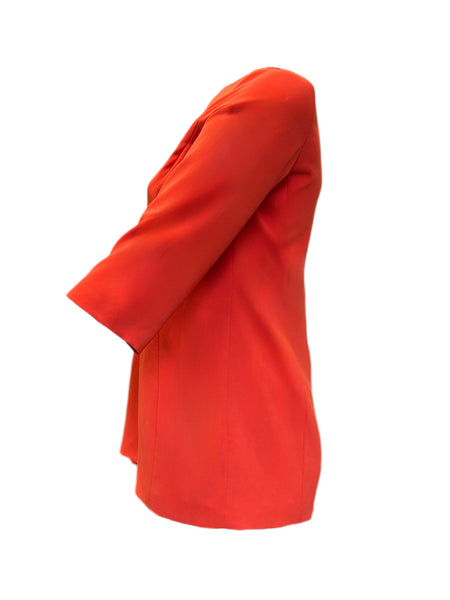 Marina Rinaldi Women's Red Floreale Ruffle Side Blouse NWT