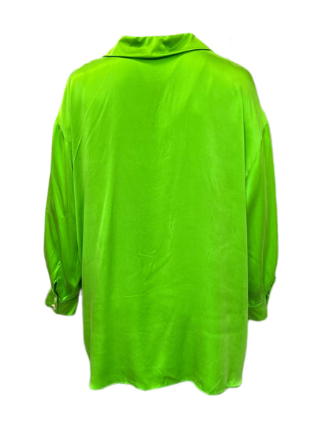 Marina Rinaldi Women's Green Floreale Button Down Silk Shirt Size 20W/29 NWT