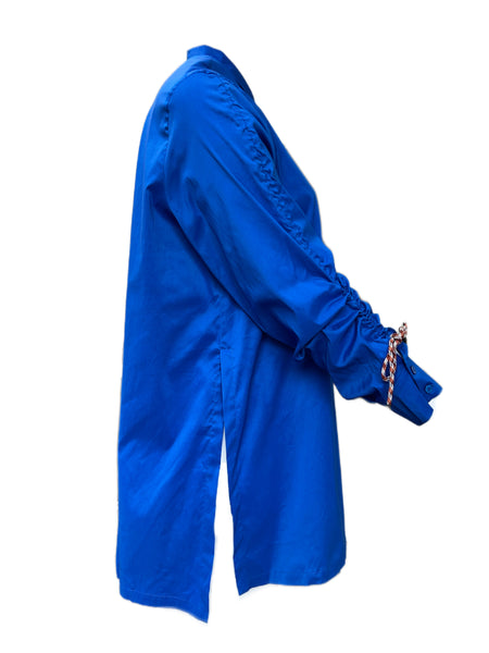 Marina Rinaldi Women's Blue Flou Button Down Shirt NWT