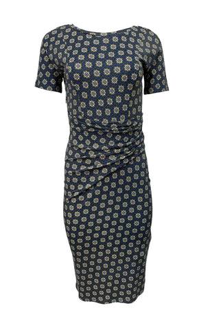 Max Mara Women's Gold Flou Streight Midi Short Sleeve Dress NWT