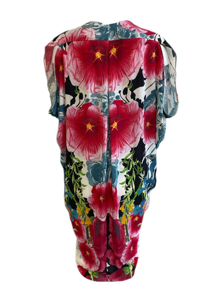 KINWOLFE Women's Multi Flower Print Maternity Nursary Silk Dress Size M NWOT