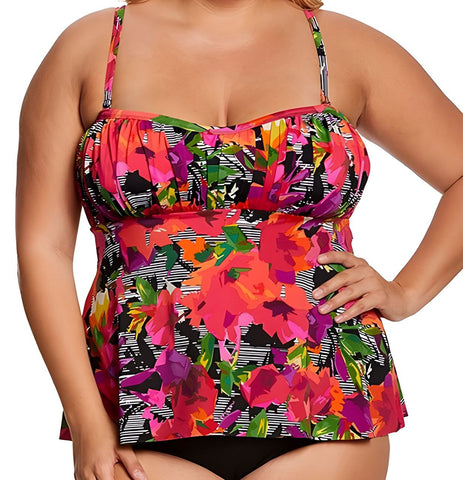 PENBROOKE Women's Pink Layered Padded Swim Tankini Top #5500113 22 NWT