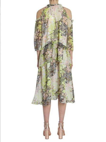 OPENING CEREMONY Women's Acid Green Multicolor Floral Dress Sz 2 $650 NWT