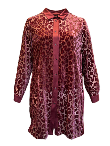 Marina Rinaldi Women's Red Fluente Button Down Blouse NWT