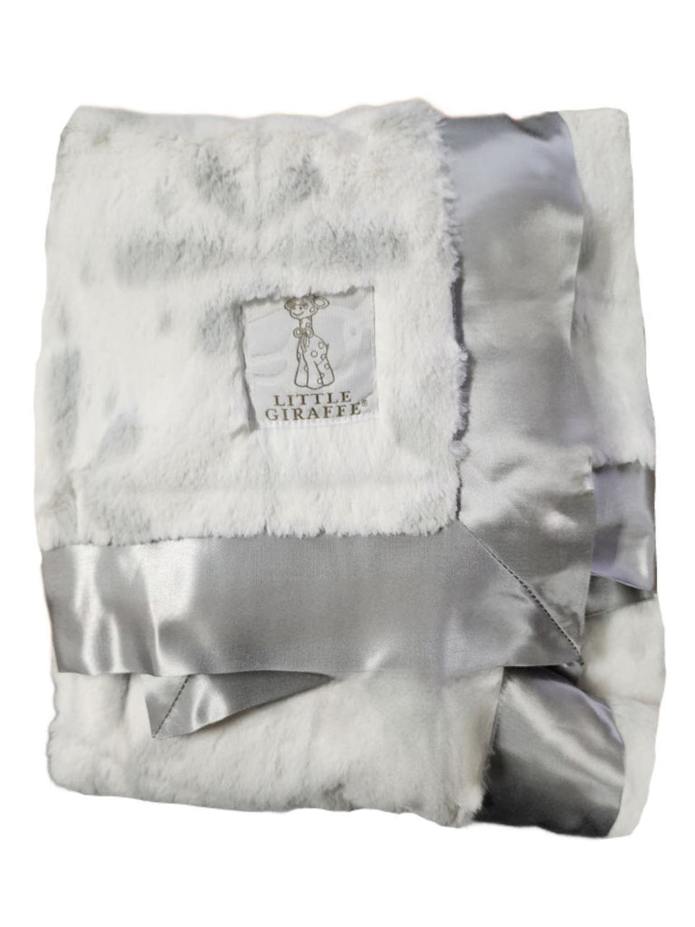 LITTLE GIRAFFE Baby's Grey Abstract Flowers Soft Luxe Blanket 29"x35" NWT