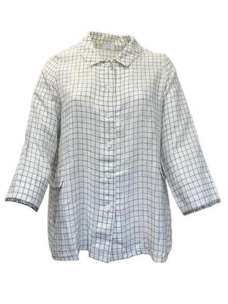 Marina Rinaldi Women's Bianco Formato Button Down Flax Shirt Size 18W/27