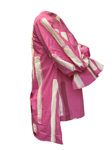 Marina Rinaldi Women's Pink Formula Button Down Cotton Shirt NWT