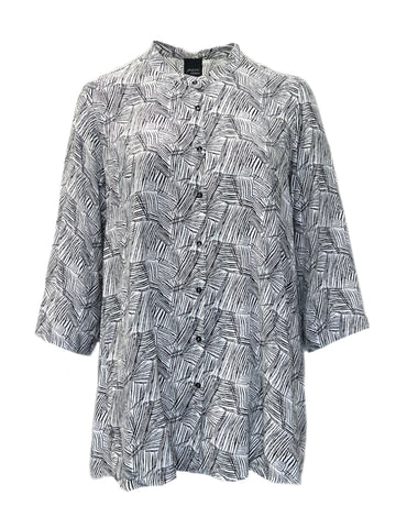 Marina Rinaldi Women's Grey Forza Button Closure Blouse NWT