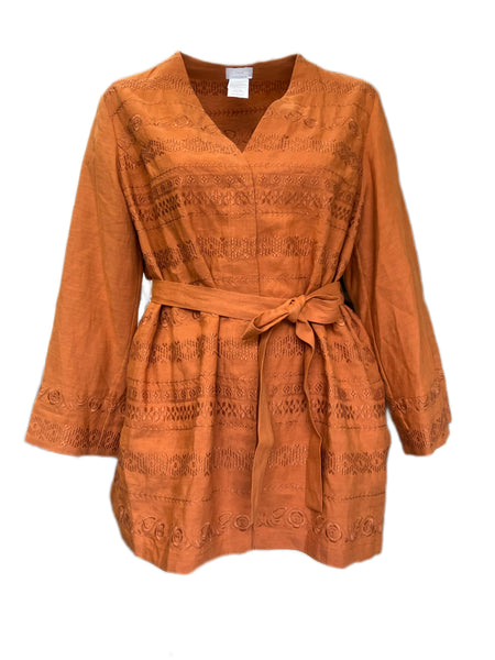 Marina Rinaldi Women's Orange Frangia Button Closure Jacket Size 22W/31 NWT