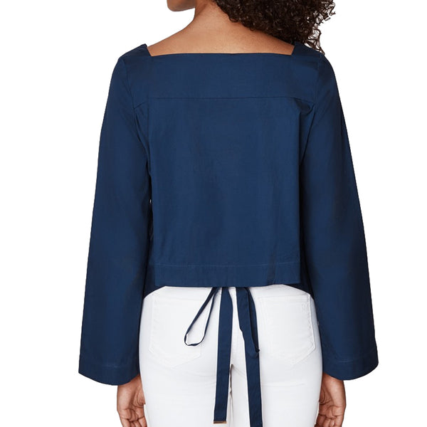 REBECCA MINKOFF Women's Indigo Cotton-Poplin Frannie Top $178 NWT