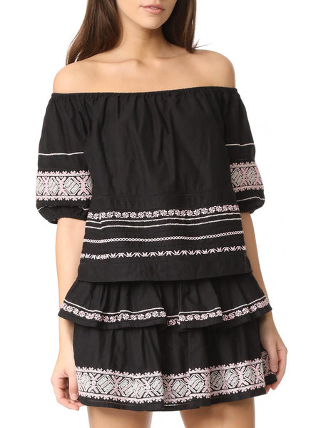 LOVESHACKFANCY Women's Off-The-Shoulder Frida Top $224 NEW