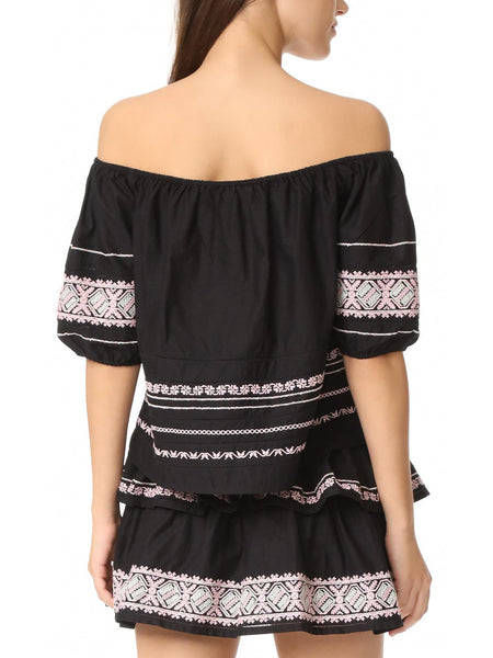 LOVESHACKFANCY Women's Off-The-Shoulder Frida Top $224 NEW