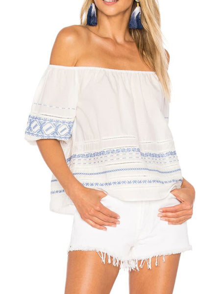 LOVESHACKFANCY Women's Off-The-Shoulder Frida Top $224 NEW