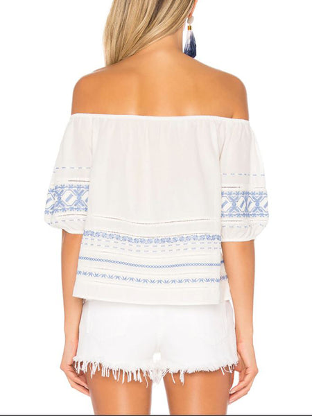 LOVESHACKFANCY Women's Off-The-Shoulder Frida Top $224 NEW