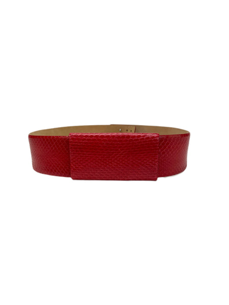Max Mara Women's Red Frisco Leather Snap Cloure Wide Belt NWT