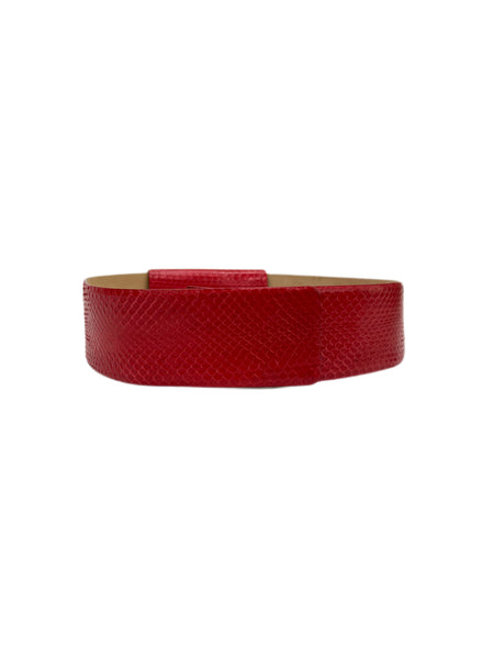 Max Mara Women's Red Frisco Leather Snap Cloure Wide Belt NWT