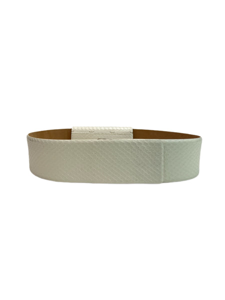 Max Mara Women's Bianco Frisco Leather Wide Belt NWT