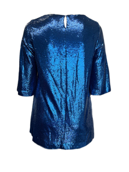 Marina Rinaldi Women's Blue Frutto Sequined Blouse NWT