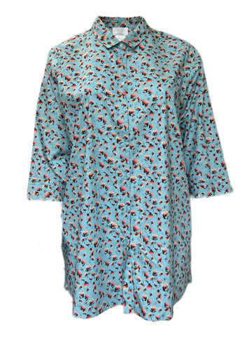 Marina Rinaldi Women's Blue Full Button Down Cotton Shirt Size 20W/29 NWT
