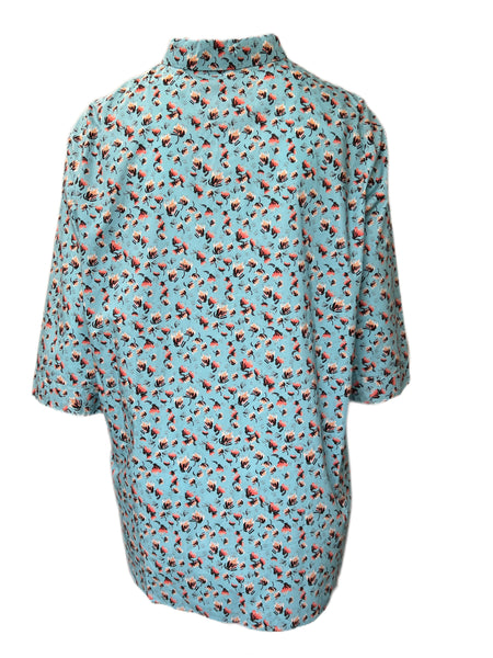 Marina Rinaldi Women's Blue Full Button Down Cotton Shirt Size 20W/29 NWT