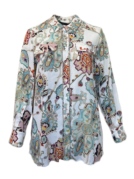 Marina Rinaldi Women's Ecru Fuso Button Down Blouse NWT