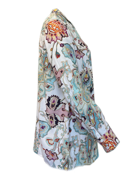 Marina Rinaldi Women's Ecru Fuso Button Down Blouse NWT