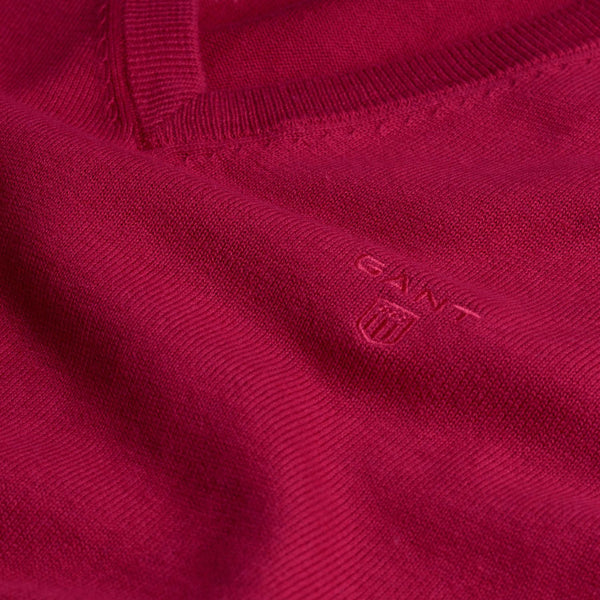 GANT Men's Dark Red Lightweight Cotton V-Neck Sweater 83072  Size 3XL