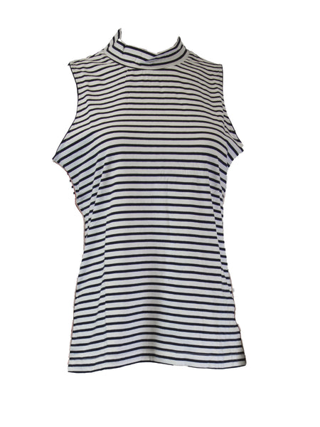 Grey State Women's Sleeveless Turtleneck Piper Top, Marine/ White Combo, X-Large